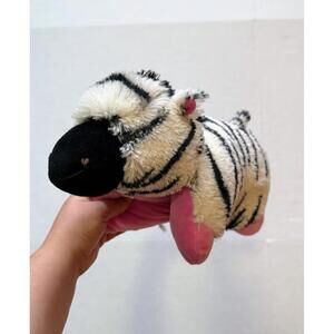 Mini Zebra Pillow Pet Plush Travel Pillow Black White Stripes Pink Accents